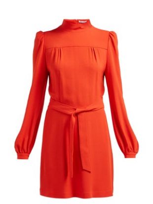 High-neck Crepe Mini dress