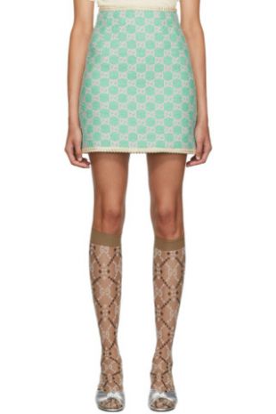 Blue GG Tweed Miniskirt