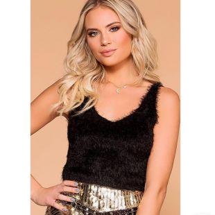Black Fuzzy Tank Top
