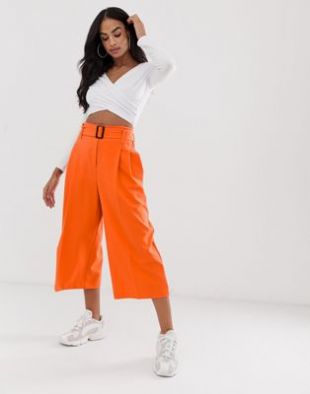 ASOS DESIGN belted culottes in pop orange | ASOS