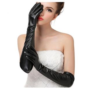 tall leather gloves