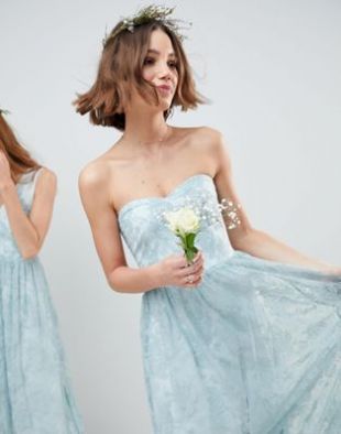ASOS DESIGN - Robe mi-longue délicate style bandeau avec empiècements en dentelle transparente | ASOS