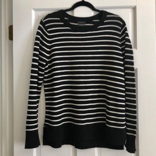 halogen - Striped Crew­neck Cash­mere Sweater