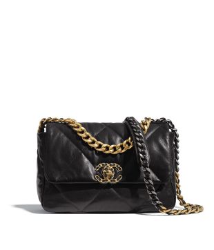 Lambskin Ruthenium-Finish Metal Flap Bag in Black