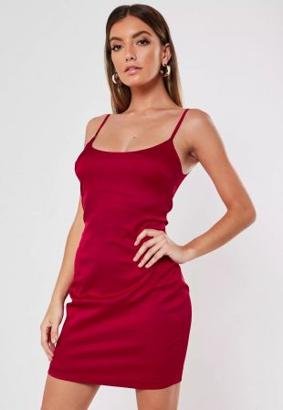 Missguided - red satin bodycon mini dress