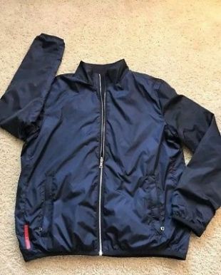 Prada Reversible Jacket Windbreaker Sweater Warm Rare Blue Size L Navy Slim Fit  | eBay