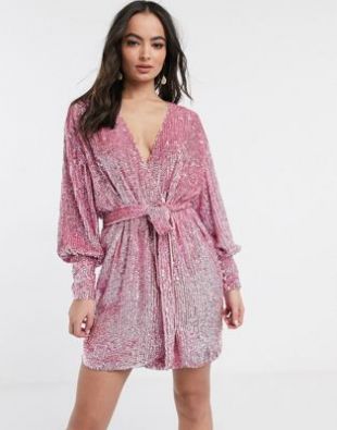 ASOS EDITION - ASOS EDITION sequin wrap mini dress