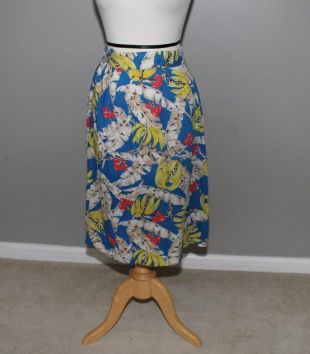 RetroRagWNY - Vintage 70s Yellow Banana Jupe Bananes Blue Palm Trees ...