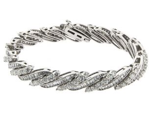 Mid Century Diamond Barber Pole Bracelet in Platinum