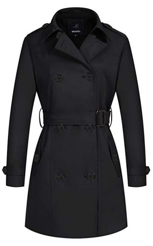 Wantdo Women's Double-Breasted Trench Coat with Belt