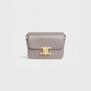 Grey Teen Triomphe Bag In Shiny Calfskin