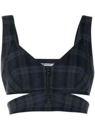 Check cut-out Crop Top