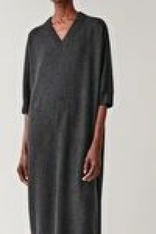 V-Neck Wool Dress