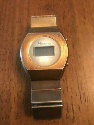 Vintage Digital MICROMA metall tone LCD Mens Watch