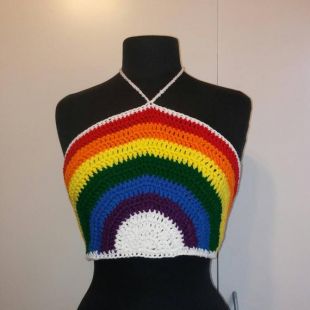 Clearance Rainbow Crochet Crop/Halter Top LGBTQ Rave Wear