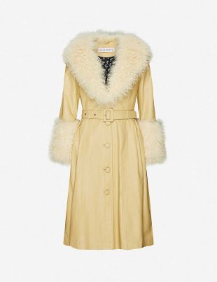 SAKS POTTS - Foxy Yellow Fur Trimmed Leather Coat
