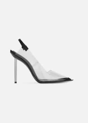 Crystal Embellished Leather Slingback Pumps