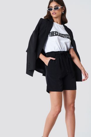 High Belted Shorts Black