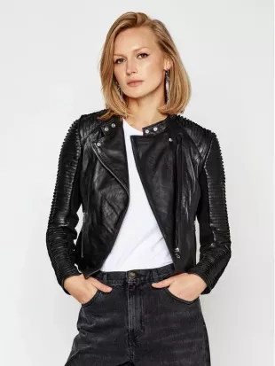 Veste en cuir Azra 5585 Noir Slim Fit