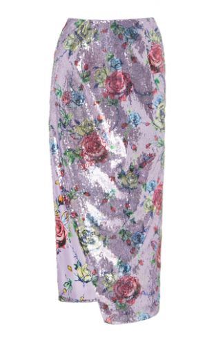 Sequined Floral Print Pencil Skirt