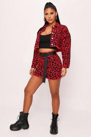 red leopard print denim jacket