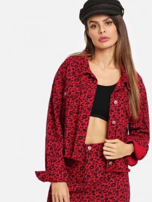 red leopard print denim jacket