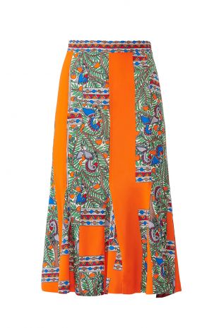 Orange Printed Skirt