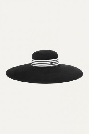 Maison Michel - Bianca striped grosgrain-trimmed rabbit-felt hat
