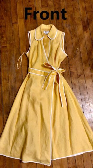 Robe rockabilly jaune maquette avec blanc garniture taille 10