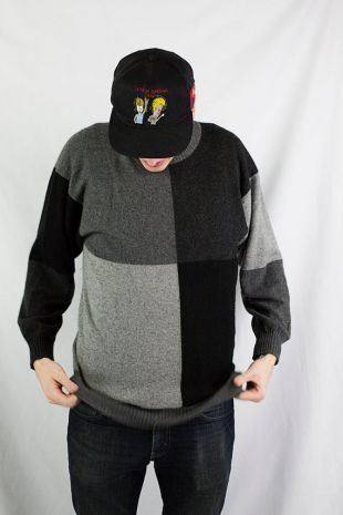 Vintage des années 80 Saks Fifth Avenue Monochrome Colorblock Cachemire Pull Taille M