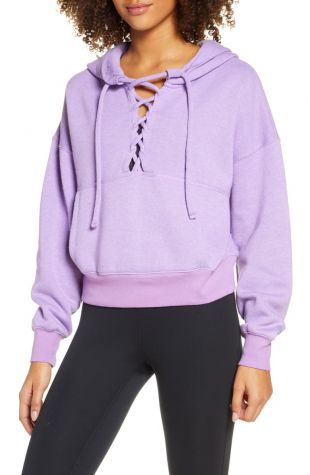 Purple Lace-Up Hoodie