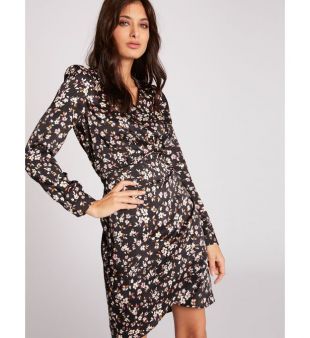 Robe ajustée col croisé imprimé floral