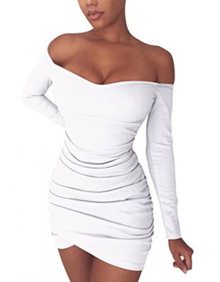 Off Shoulder Long Sleeve Mini Club Dress