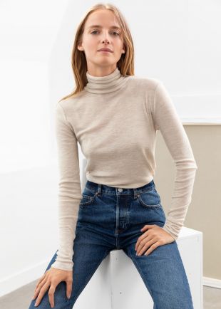 Fitted Wool Turtleneck Sweater