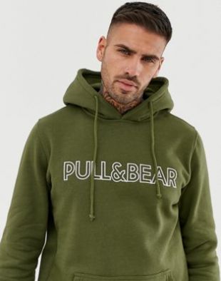 Pull&Bear - Hoodie à logo - Kaki | ASOS