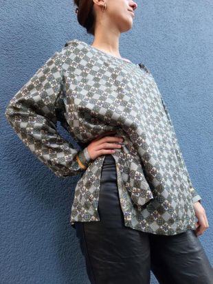 vintage Christian Dior Fabric Blouse - Dior Logo MonogrammeBlouse - L