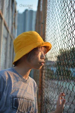 Tissu épais de Bucket Hat HQ de moutarde jaune