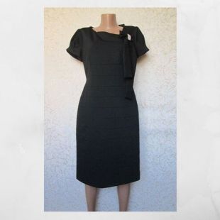 Black Pencil Dress Short Sleeve Knee Length Formal Gown Elegant Statement Office Robe Holyday Party Robe vintage 90 Taille Grande US 10