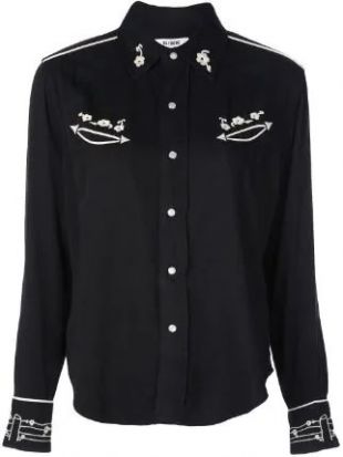 Black Embroidered Western Shirt