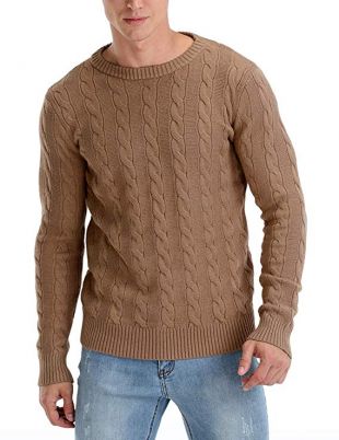 Rocorose Men's Knit Pullover Sweater Winter Ribbed Long Sleeves Crew Neck