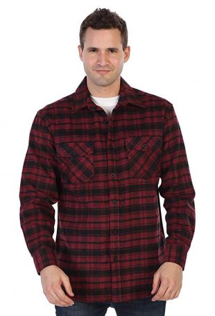 Gioberti Men's Plaid Checkered Brushed Flannel Shirt, Red/Black Checkered, Size Medium