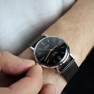 Montre ultra rare, montre Vintage, montre Poljot, montres poignet pour hommes, montre noire, montre mécanique, montre rétro, montre russe, montre rare