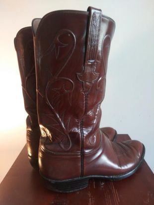 Lucchese vintage Western Boots Taille 10D Cuir brun