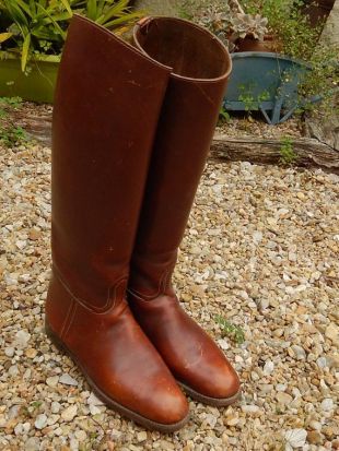 Français vintages Edwardian marron bottes d’équitation en cuir