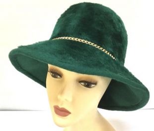 vintage Green Faux Fur Hat / Grenadier of Italy / SZ 22 1/2" / Winter Hat / Accessoires / Fedora / Bucket Hat / Mod / Retro / Boho