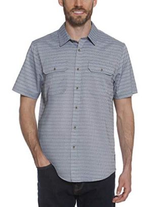 gerry - Gerry Men's Short Sleeve Woven Quick Dry Shirt (Light Grey, Large)
