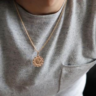 Mans Gold Neckace - Gold Medallion Necklace - Mens Pendant Necklace - Gold Filled Necklace - Gift for Mens Jewelry - Necklace for Mens