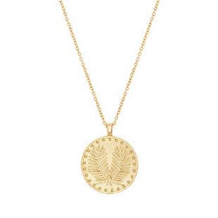gorjana Women's Palm Coin Pendant Adjustable Necklace, 18K Gold Plated Medallion, 19 inch Chain