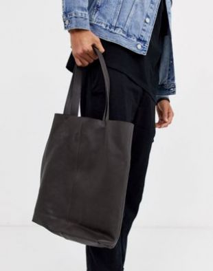 ASOS DESIGN - Tote bag en cuir - Marron chocolat | ASOS