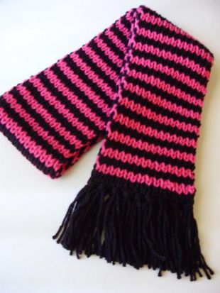 Sherlock Holmes Molly Hooper Style Pink & Black Acrylic Long Striped Scarf